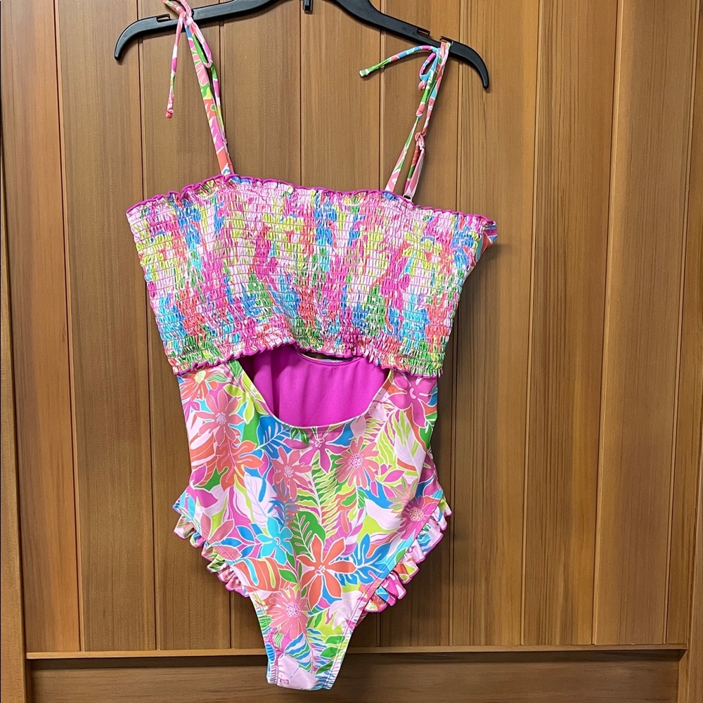 Power 2 The Flower One-Piece Floral Cutout Swimsuit 1X NWT
